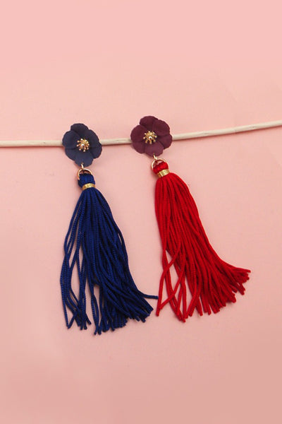 FLOWER THREAD TASSEL DROP EARRINGS | 51E2070952