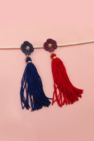 FLOWER THREAD TASSEL DROP EARRINGS | 51E2070952