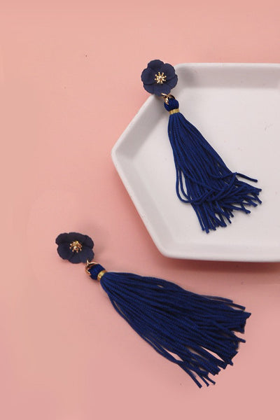 FLOWER THREAD TASSEL DROP EARRINGS | 51E2070952