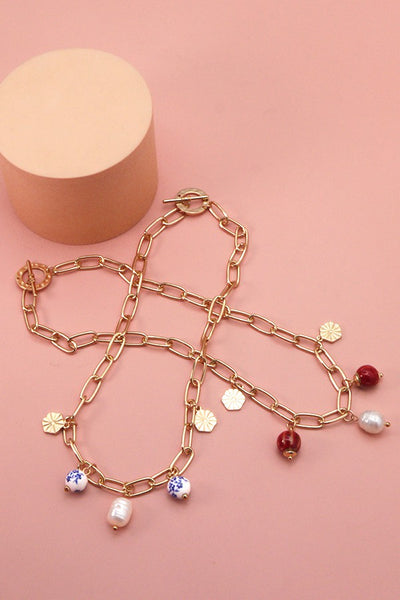 PORCELAIN BEAD LINK CHAIN NECKLACE | 51N2070921