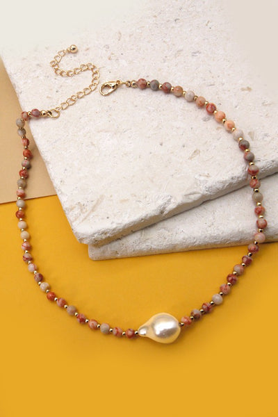 STONE BEADED PEARL CHOCKER NECKLACE | 51N2070935