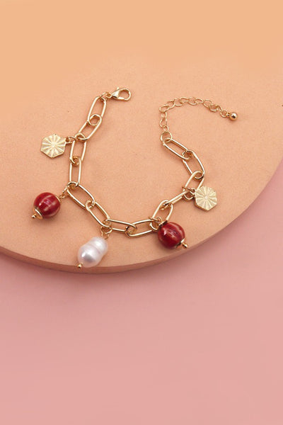 PORCELAIN BEAD LINK CHAIN BRACELET | 51B2070905