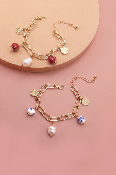 PORCELAIN BEAD LINK CHAIN BRACELET | 51B2070905