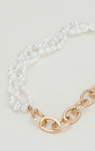 GRACEFUL PEARL LINK CHAIN NECKLACE | 47N19755
