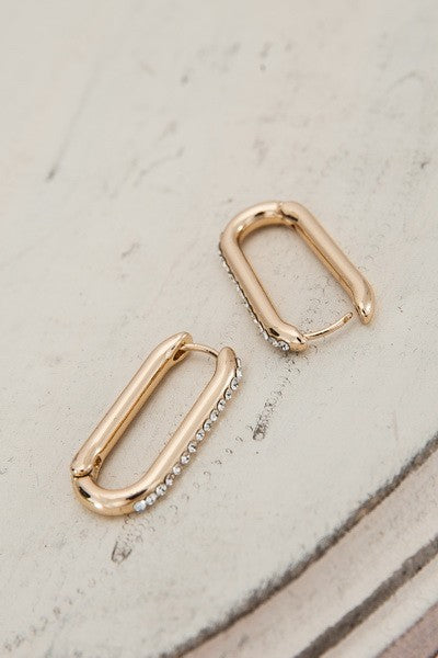 RHINESTONE HUGGIE HOOP EARRINGS | 31E22823