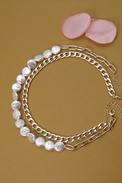 DOUBLE LAYER FLAT PEARL NECKLACE | 52N208112