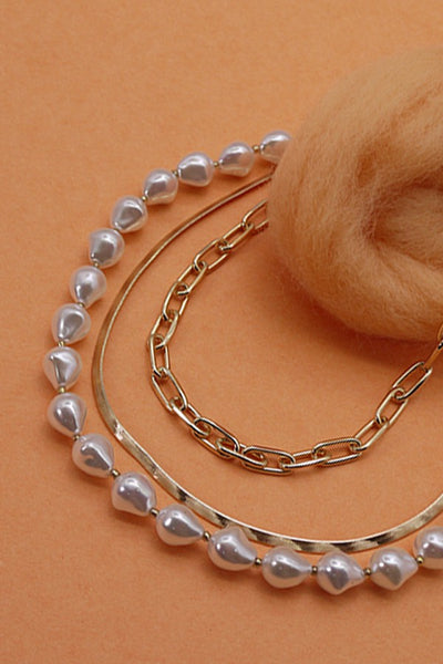 MULTI LAYER PEARL SNAKE CHAIN NECKLACE | 52N208102