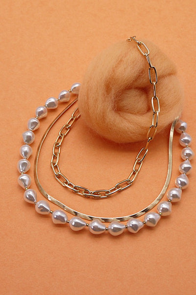 MULTI LAYER PEARL SNAKE CHAIN NECKLACE | 52N208102