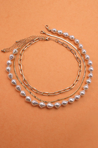 MULTI LAYER PEARL SNAKE CHAIN NECKLACE | 52N208102