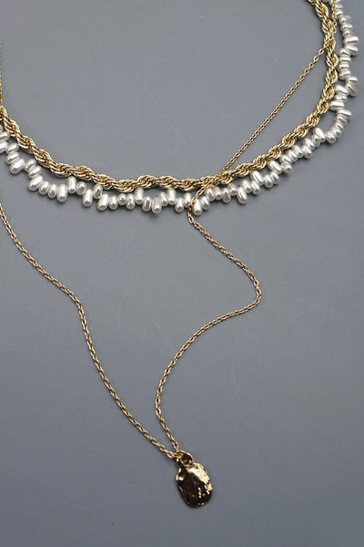 SIMPLE PEARL MULTI LAYER NECKLACE | 52N208119