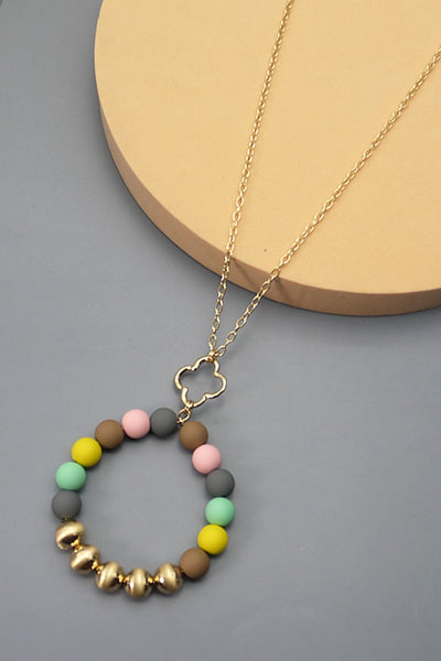STYLISH CLAY BEAD PENDANT LONG NECKLACE | 51N208131