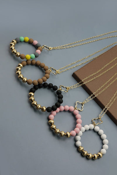STYLISH CLAY BEAD PENDANT LONG NECKLACE | 51N208131