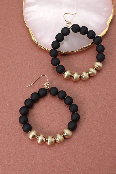 STYLISH CLAY BEAD HOOP EARRINGS | 51E2080180