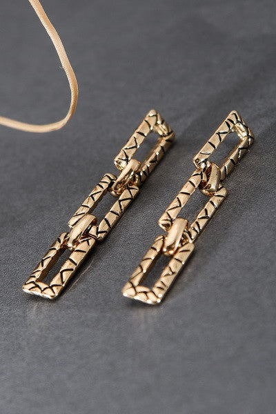 CARVED OPEN RECTANGLE DROP EARRINGS | 31E22919