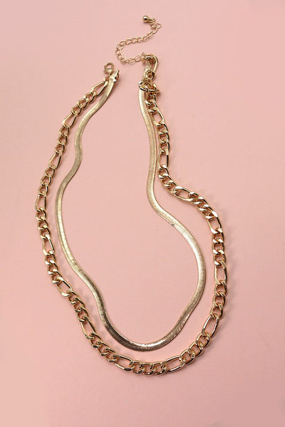 DOUBLE LAYER FIGARO SNAKE CHAIN NECKLACE | 31N22275