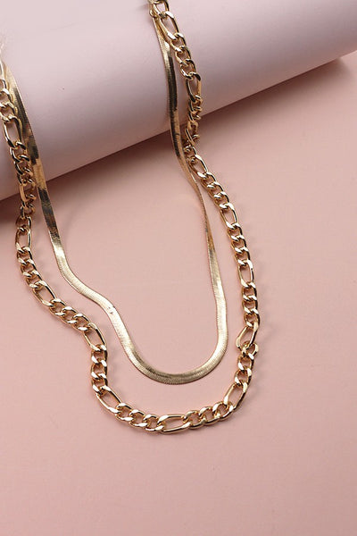 DOUBLE LAYER FIGARO SNAKE CHAIN NECKLACE | 31N22275