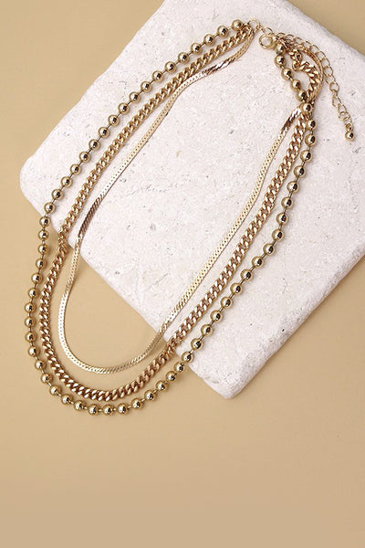 TRIPLE LAYER MULTI CHAIN NECKLACE | 31N22279