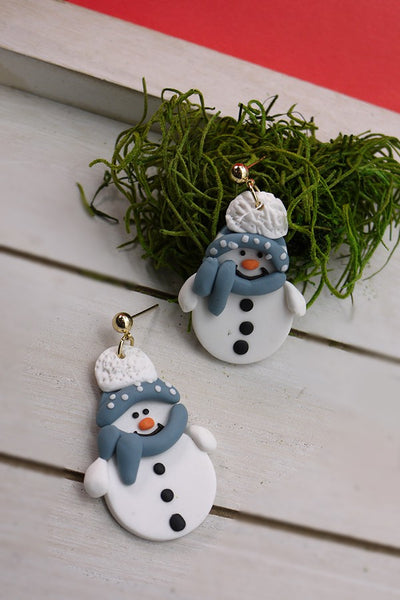 CHRISTMAS FROSTY SNOWMAN POLYMER EARRINGS | 40E253