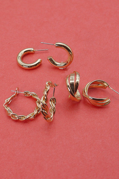 TWISTED TRIO HOOP EARRINGS | 31E23146