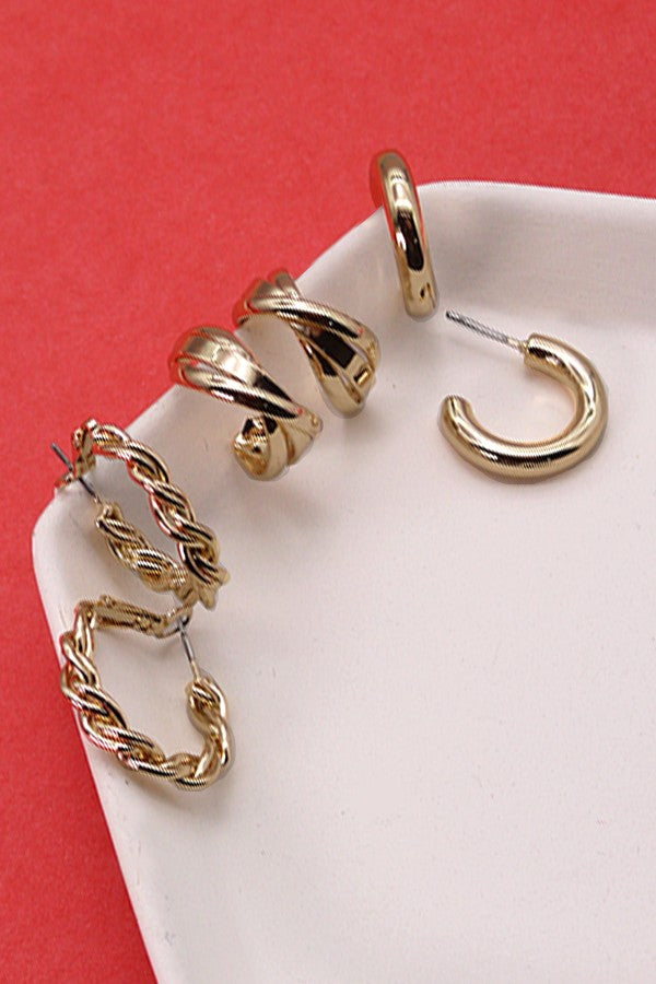 TWISTED TRIO HOOP EARRINGS | 31E23146