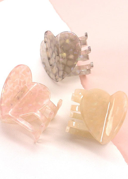 HEART CELLULOSE HAIR CLAW CLIPS | 40H502