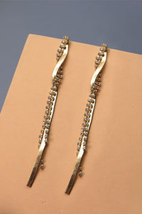 RHINESTONE SNAKE CHAIN TWISTED LINEAR EARRING | 52E2081914