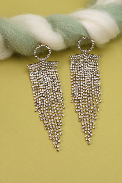 RHINESTONE FRINGE CIRCLE POST EARRINGS | 52E2081915