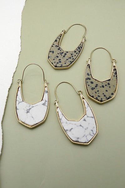 NATURAL STONE GEO HOOP EARRINGS | 52E2081871