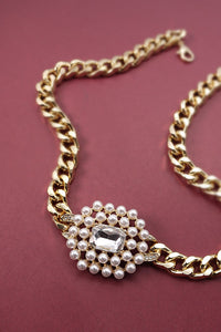 PEARL RHINESTONE PEDNAT NECKLACE | 71N220997