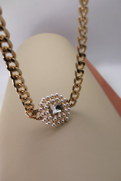 PEARL RHINESTONE PEDNAT NECKLACE | 71N220997