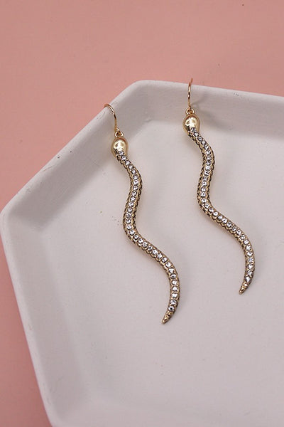 RHINESTONE LONG SNAKE DROP EARRINGS | 31E23022