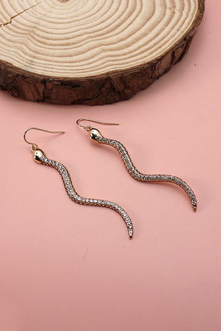 RHINESTONE LONG SNAKE DROP EARRINGS | 31E23022