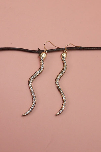 RHINESTONE LONG SNAKE DROP EARRINGS | 31E23022