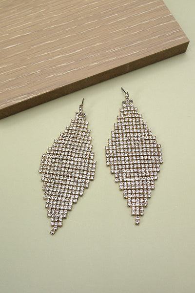 DIAMOND SHAPE RHINESTONE LONG DROP EARRINGS | 52E2082218