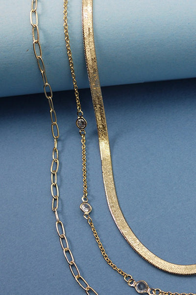 SNAKE STONE LINK CHAIN MULTI LAYER NECKLACE | 52N2081521