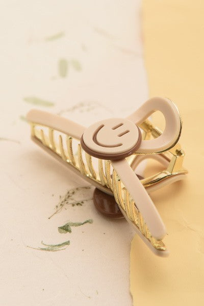 LARGE SMILEY CELLULOSE HAIR CLAW CLIPS | 40H514