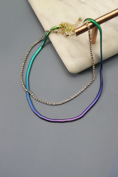 OMBRE SNAKE CHAIN DOUBLE LAYER NECKLACE | 71N2208203