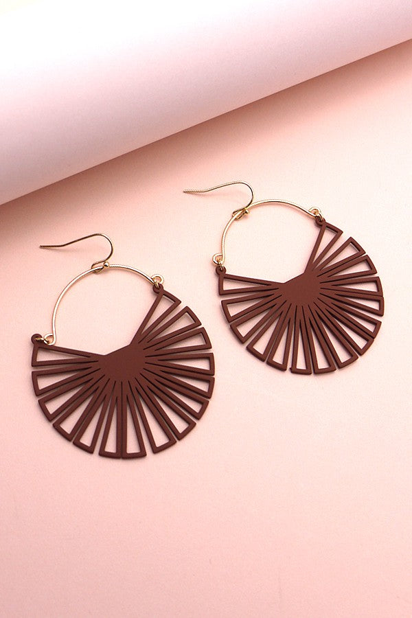 FAN SHAPE MATTE COLOR DROP EARRINGS | 52E2090560