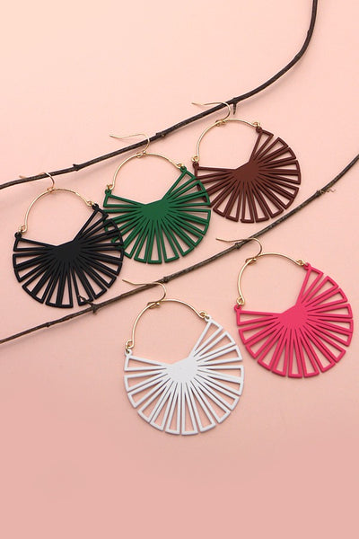 FAN SHAPE MATTE COLOR DROP EARRINGS | 52E2090560