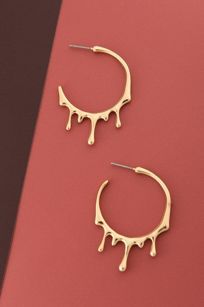 GOLD DRIPPING HOOP EARRINGS | 52E2090548