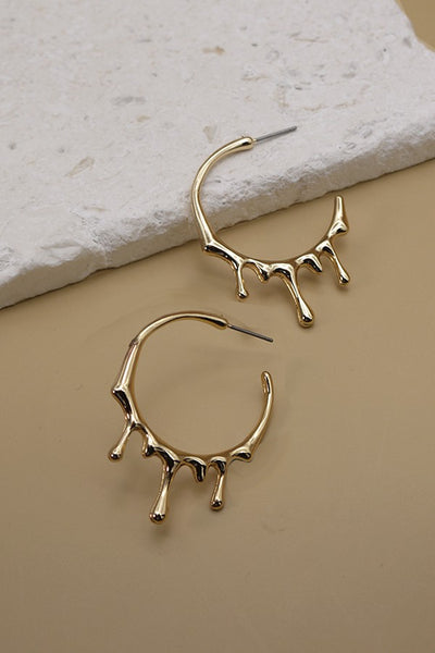 GOLD DRIPPING HOOP EARRINGS | 52E2090548