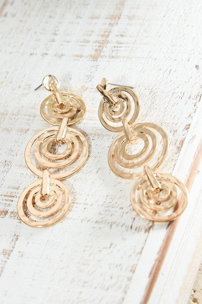 3 ROW GOLD CIRCLE DROP EARRINGS | 52E2090556