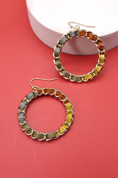 FAUX LEATHER ROUND DROP EARRINGS | 52E2090222