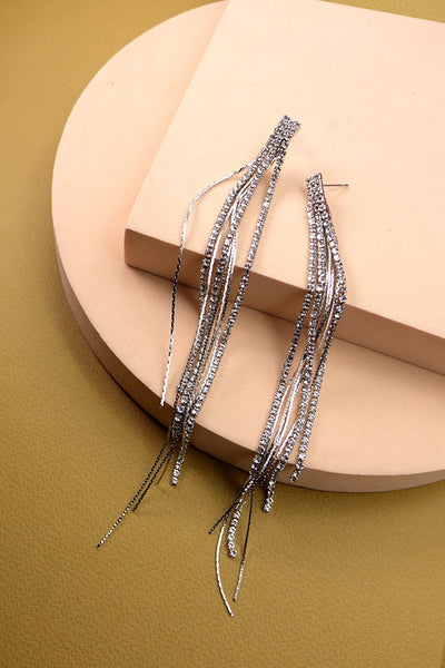 LONG CLASSIC RHINESTONE DROP EARRINGS | 52E2090516