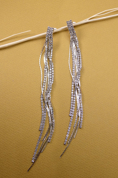 LONG CLASSIC RHINESTONE DROP EARRINGS | 52E2090516