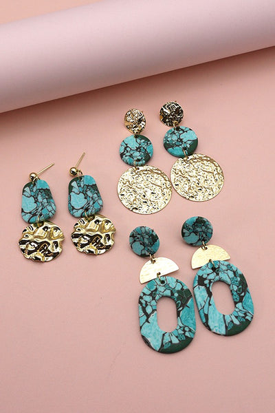 POLYMER CLAY MIX GOLD DROP EARRINGS | 40E257