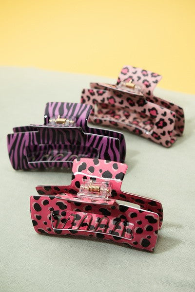 ANIMAL PRINT HAIR CLAW CLIPS | 40H516