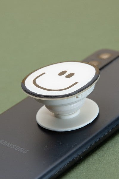 BLACK AND WHITE SMILEY PHONE GRIP HOLDER  | 40PH4022