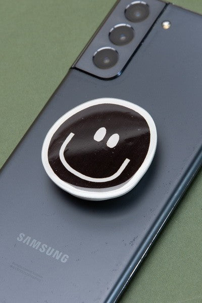 BLACK AND WHITE SMILEY PHONE GRIP HOLDER  | 40PH4022