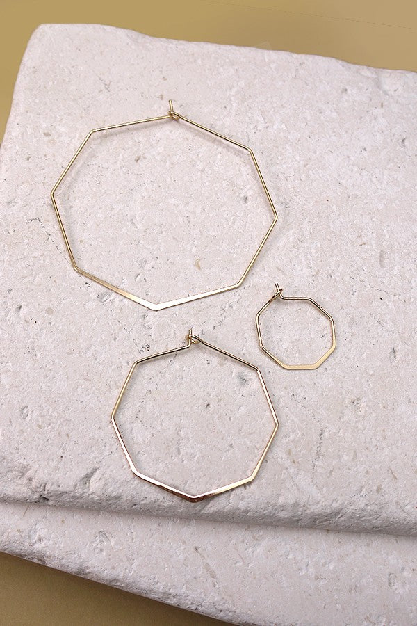 THIN OCTAGON HOOP TRIO EARRINGS | 31E23064